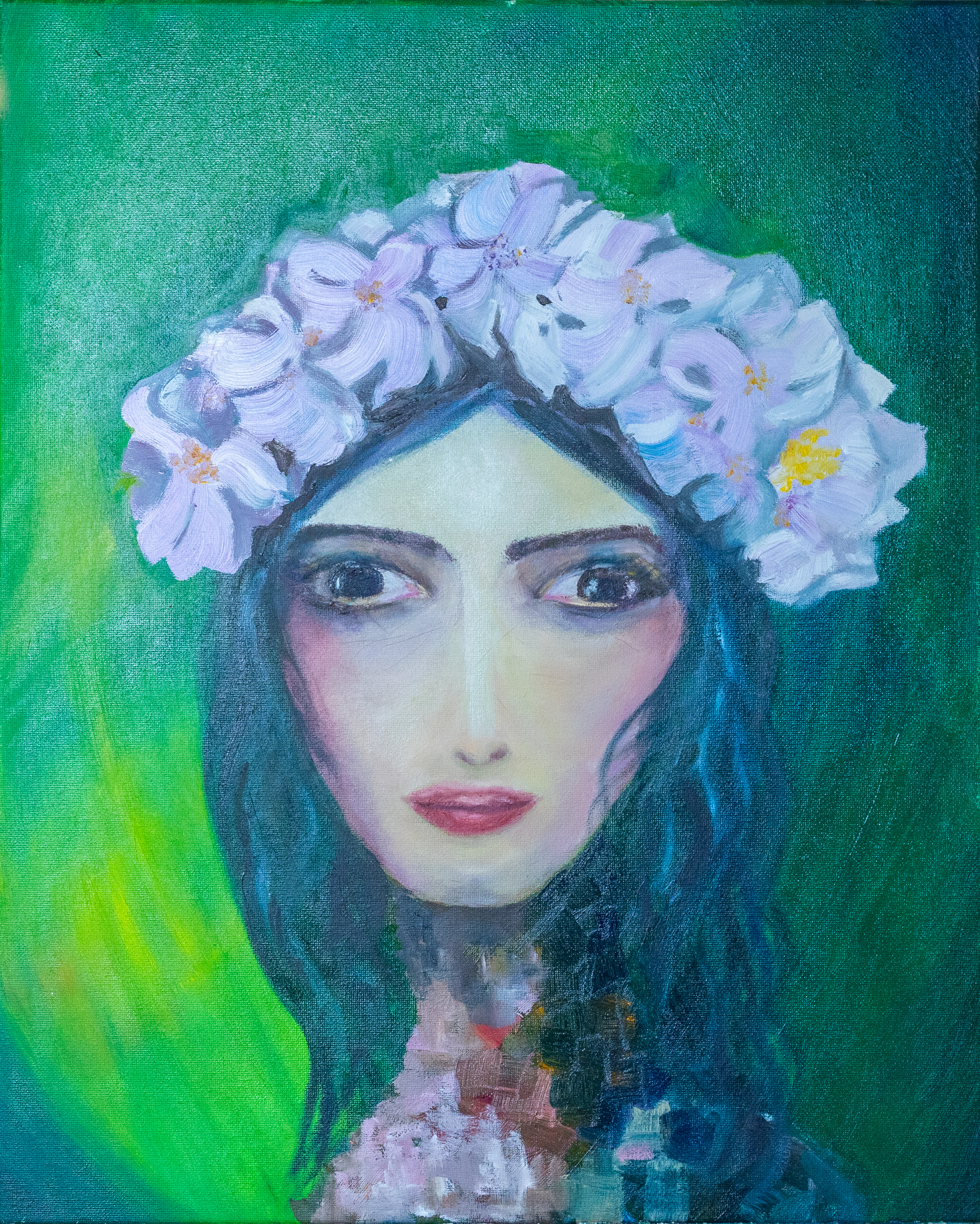 Floral Headpiece Portrait Painting