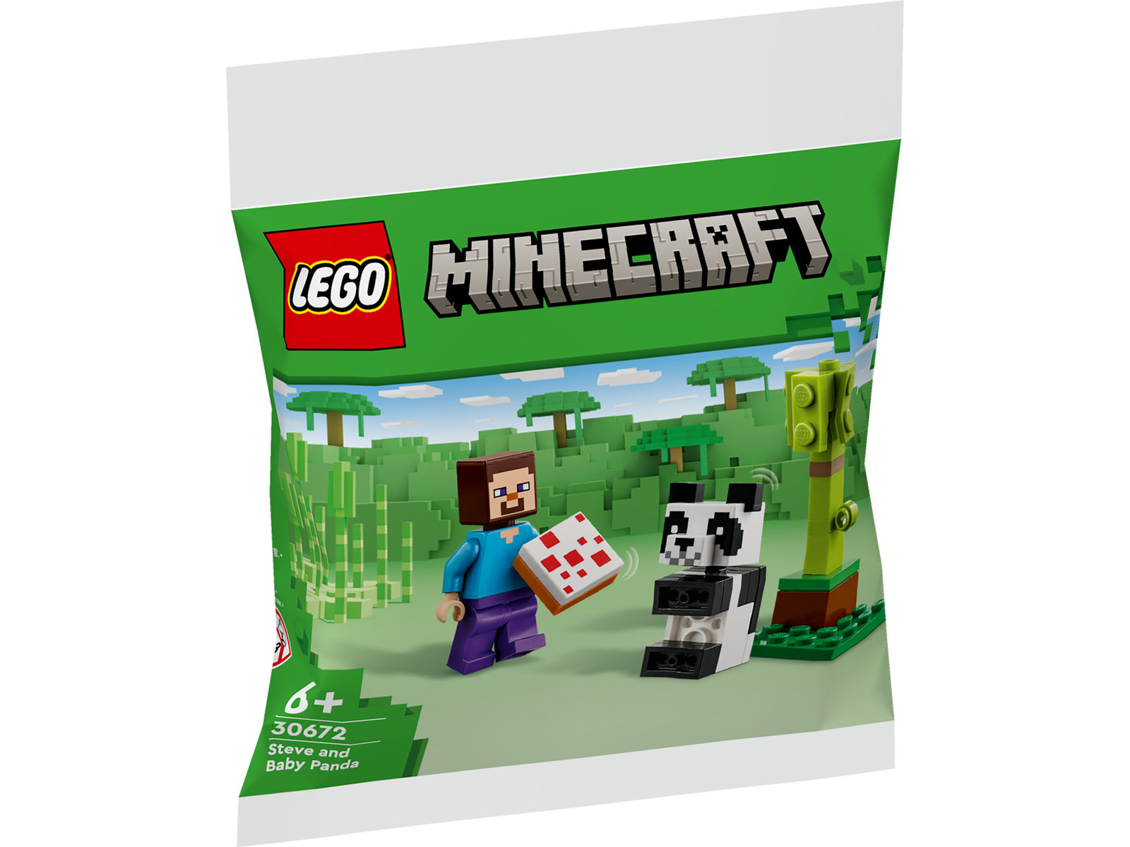 LEGO Minecraft Steve en babypanda