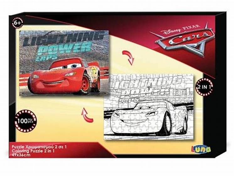 legpuzzel/kleurplaat Cars jongens karton 24 stukjes