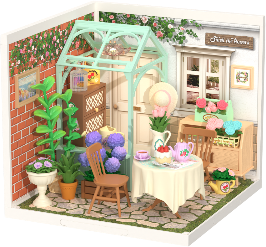 NIEUW EN EXCLUSIEF | Robotime Blooming Tea Garden DW013B