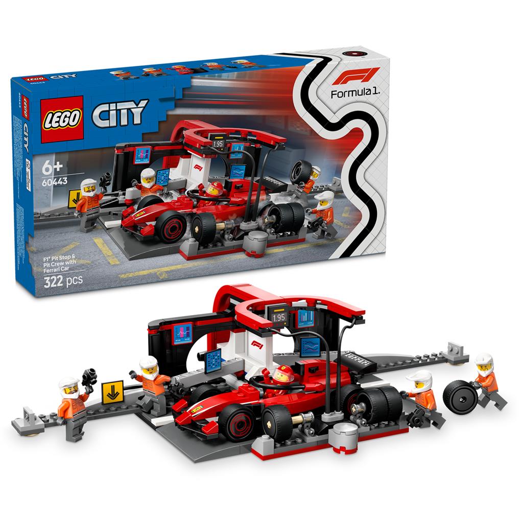 Lego 60443 City F1 Pitstop Pitcrew Ferrari Auto