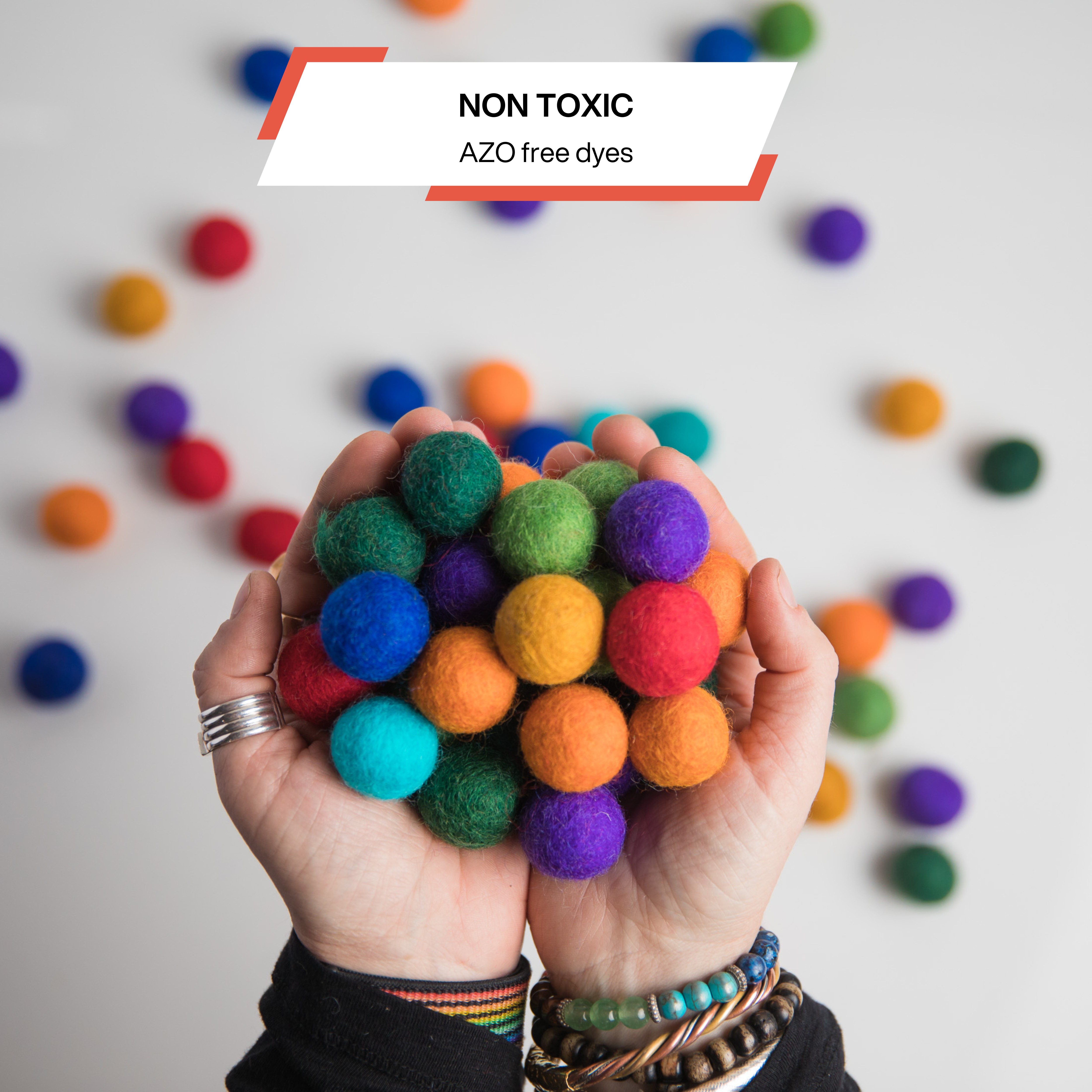 Handmade Rainbow Felt Balls for Craft 