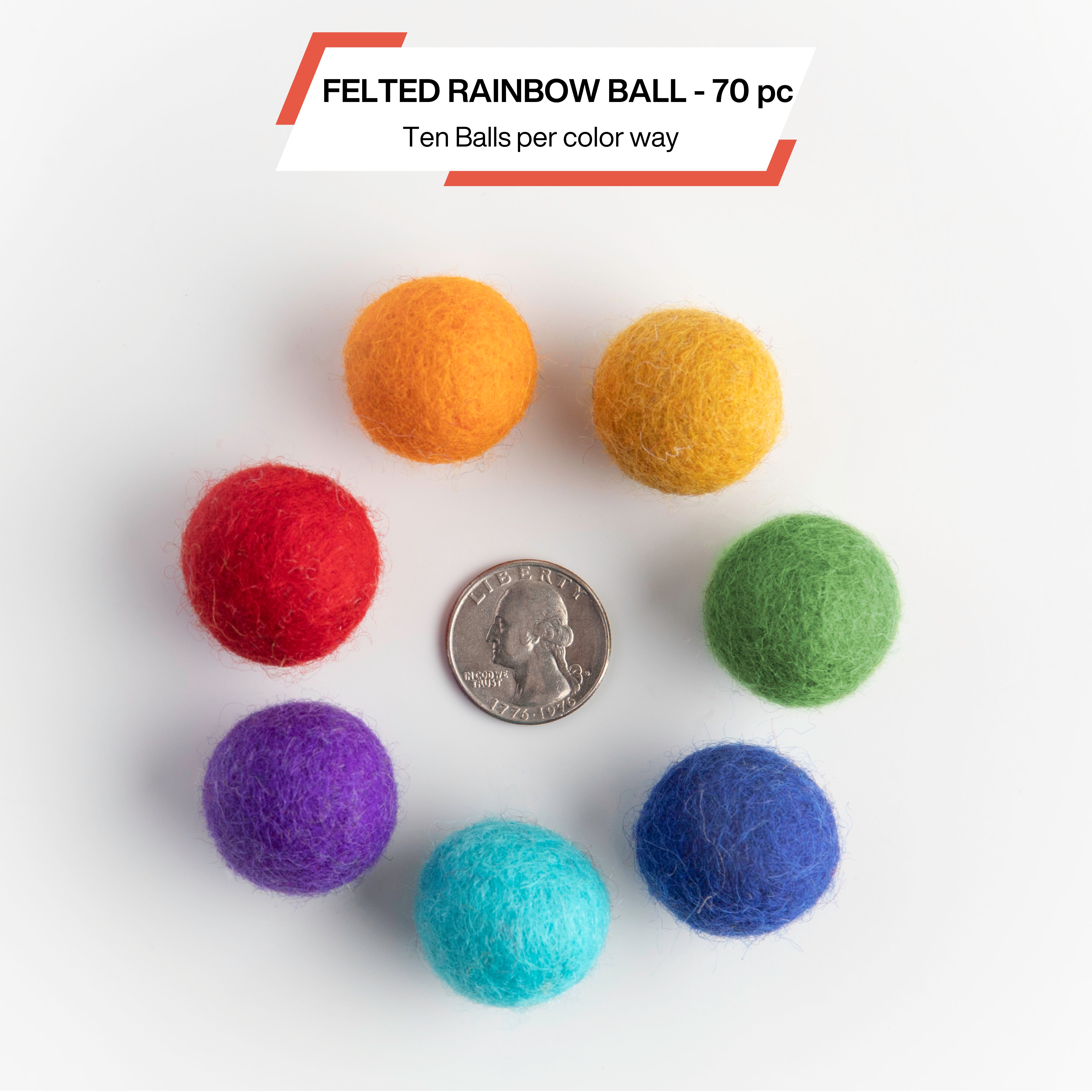 Handmade Rainbow Felt Balls for Craft 