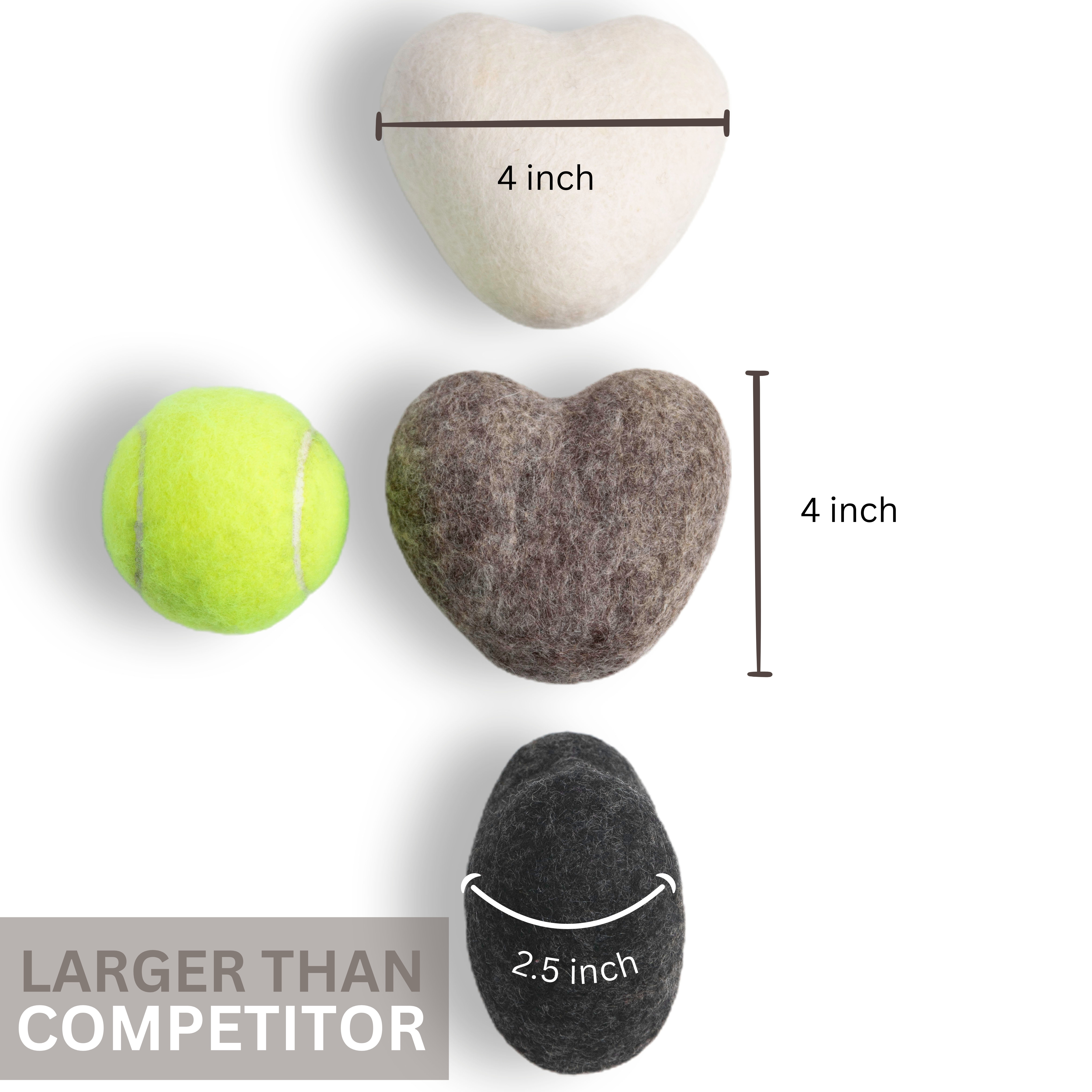 Big Heart Reusable Handmade Wool Dryer Balls 3pack