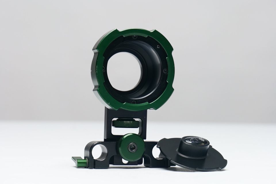 Adaptador de lentes de cine PL a cámaras Sony montura E + Soporte de caños 15mm regulable. HOT ROD.