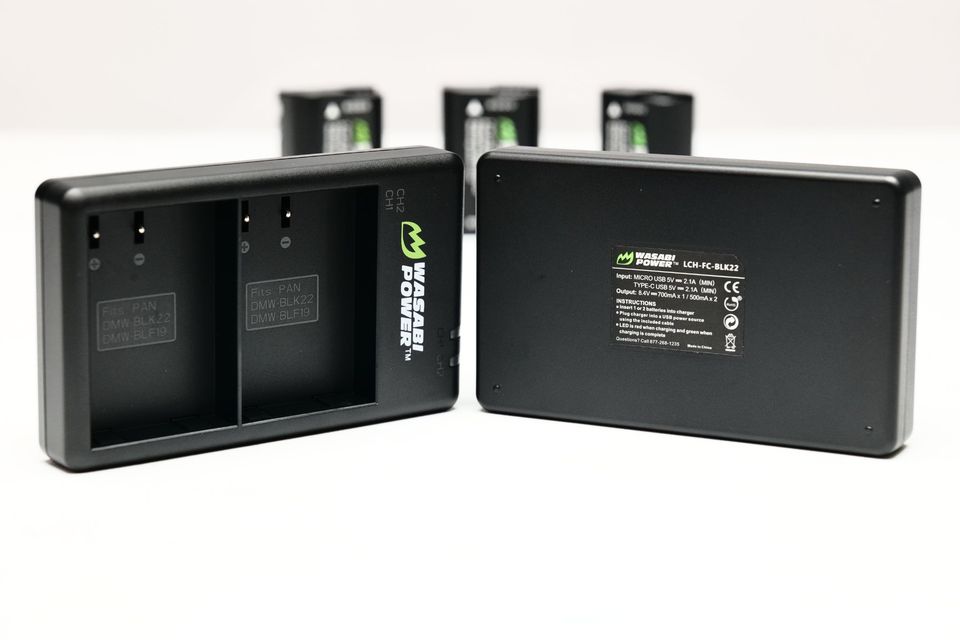 Cargador USB-C Doble de Batería Panasonic BLK-22. Marca WASABI. (M2)
