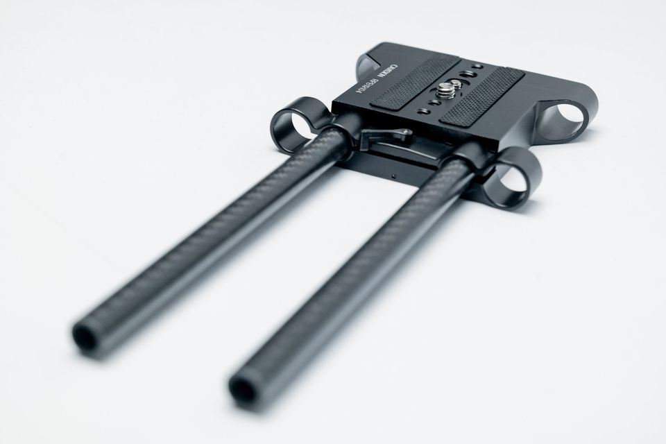 Plate CAVISION para Rigs de CINE porta caños de 15mm y 19mm + Caños de Fibra de Carbón