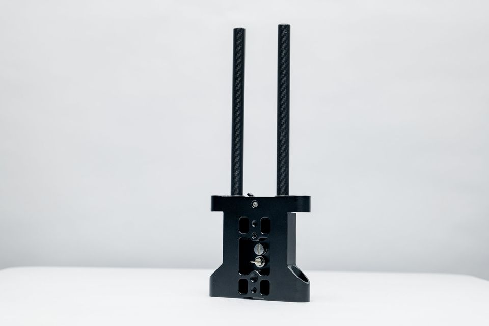 Plate CAVISION para Rigs de CINE porta caños de 15mm y 19mm + Caños de Fibra de Carbón