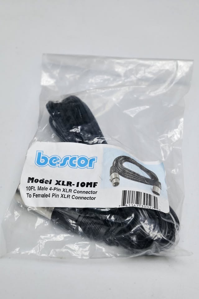 Cable BESCOR Modelo XLR-10MF 4 pines hembra a 4 pines macho, 3 metros. (M6).