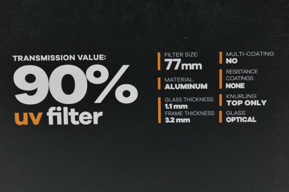 Filtro UV CHIARO 77mm. Valor de transmisión 90% (M4).