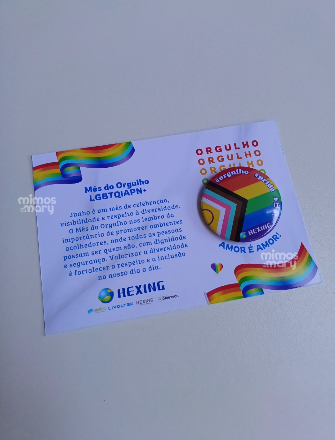 Kit Cartão + Botton Orgulho