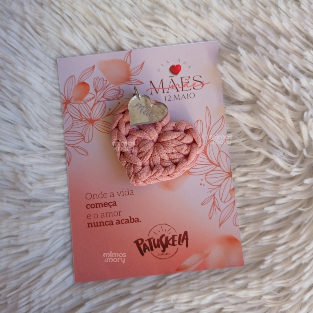 Kit Afeto: Chaveiro Coração em Crochê & Card Personalizável