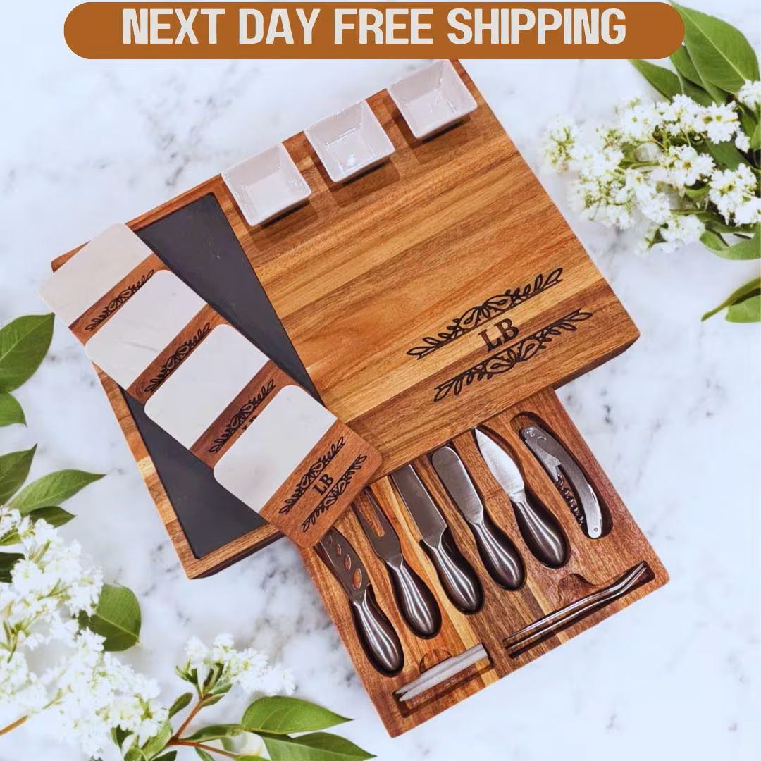 Charcuterie Board Set, Bowls, Slate and Knife Set, 17 Pcs