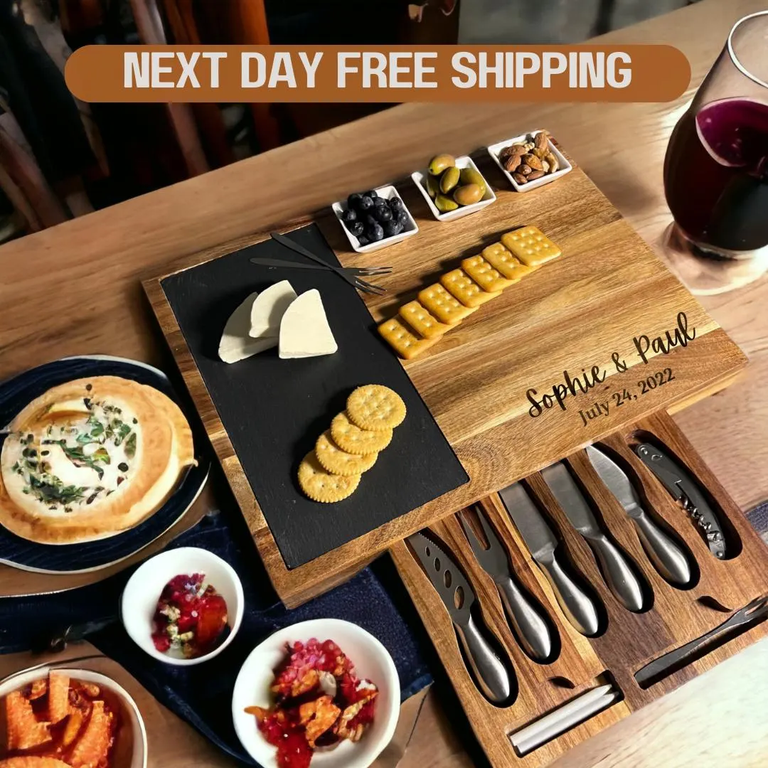 Customized Charcuterie Board Set, Slate and Knife Set, 17 Pcs