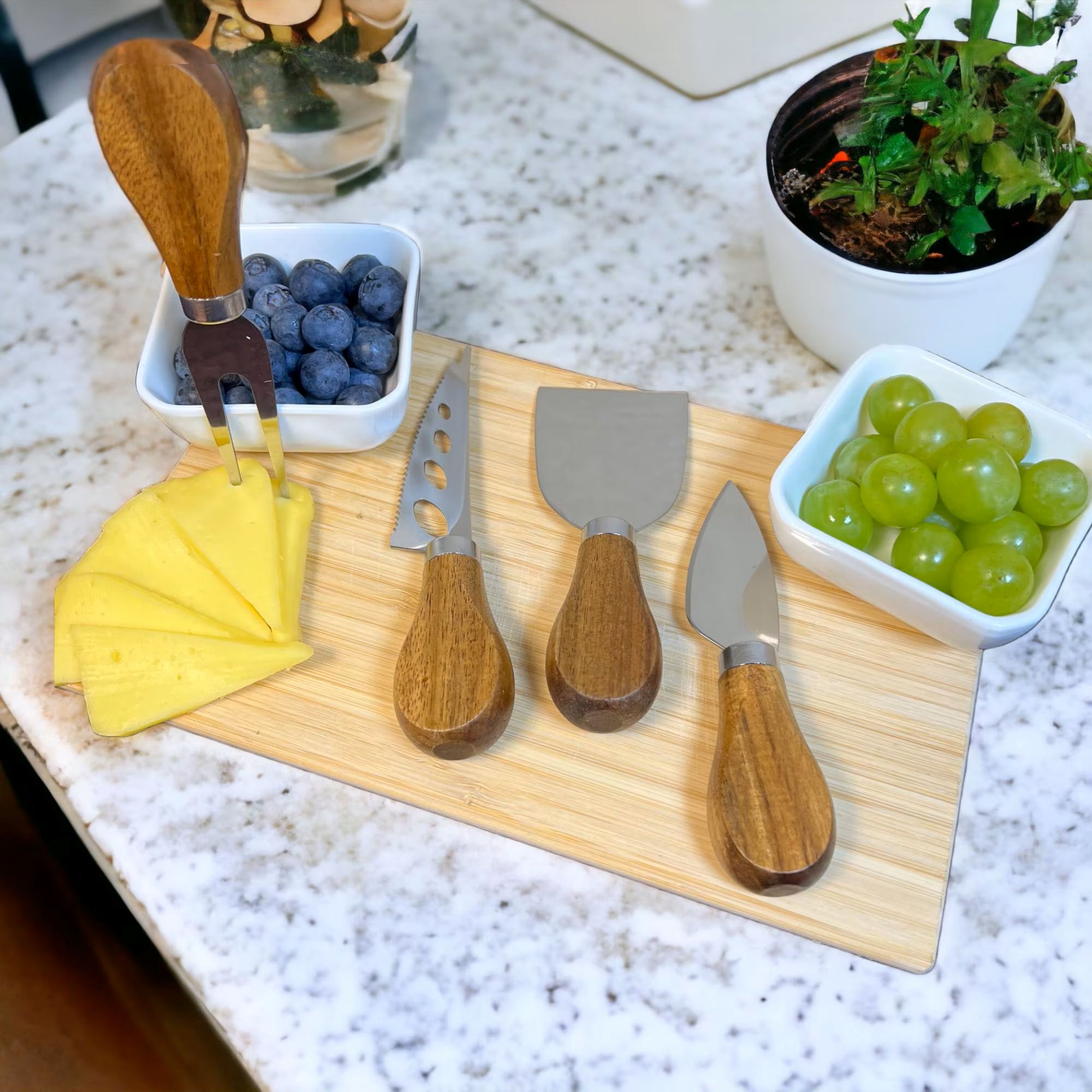 Cheese Knives Set with Stainless Steel Blades, 6 Pieces
