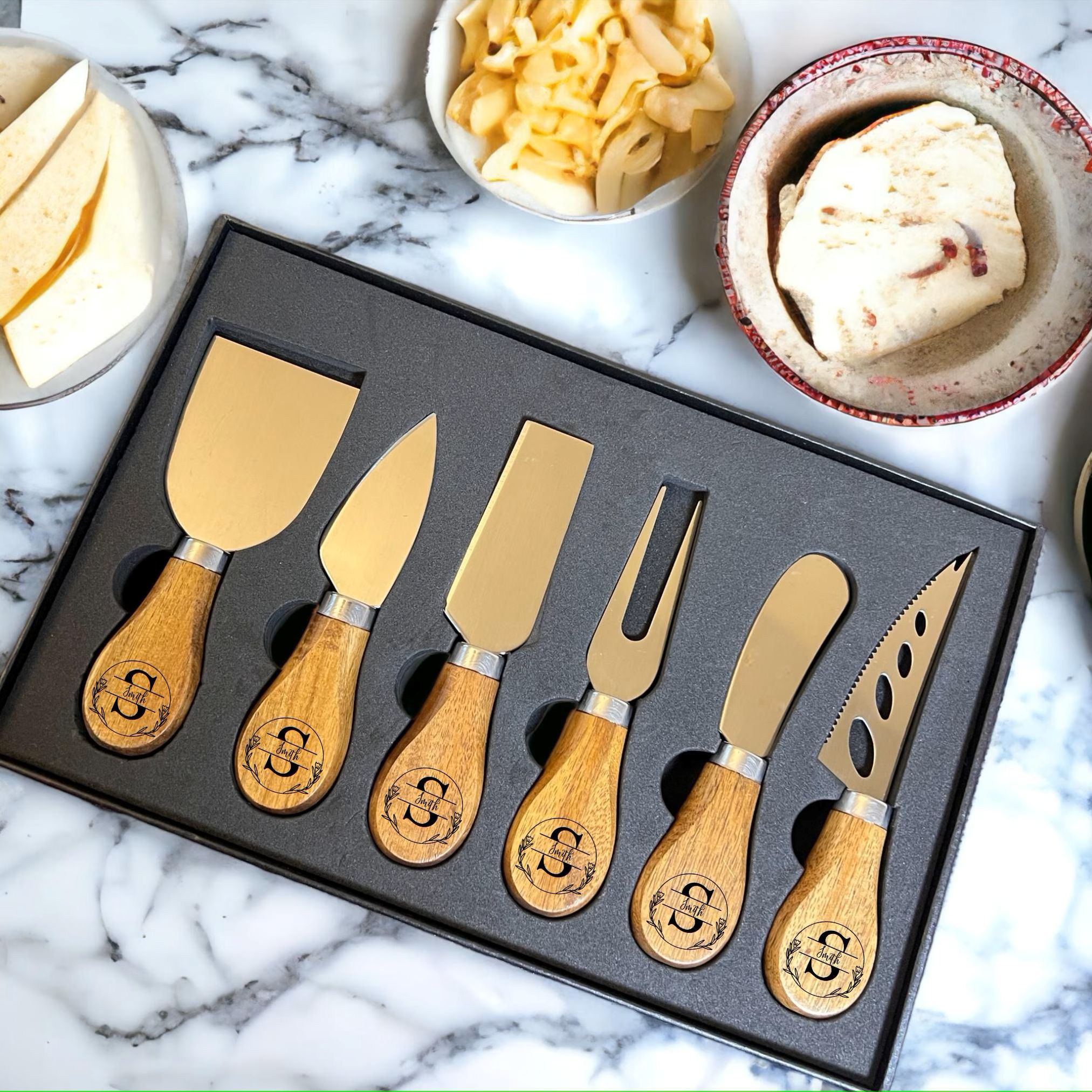 Cheese Knives Set with Stainless Steel Blades, 6 Pieces