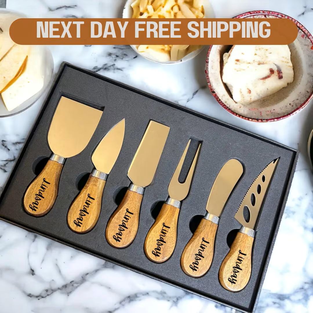 Cheese Knives Set with Stainless Steel Blades, 6 Pieces