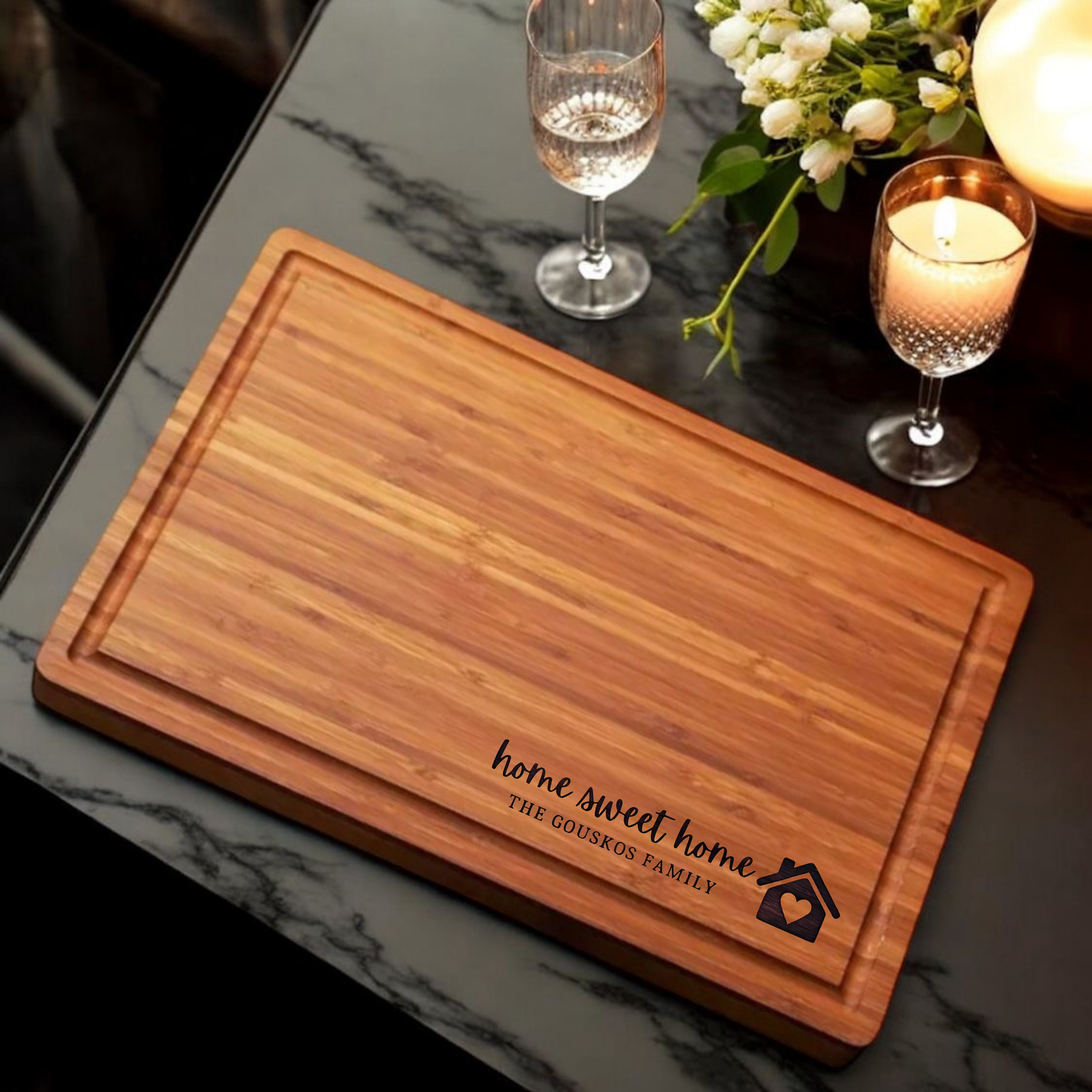 Personalized Marble and Wood Personalized Cutting Board -Perfect Corporate Gift, Mother's Day Gift, Wedding Gift, Engagement Gift, Anniversary, Birthday, Mom Gift