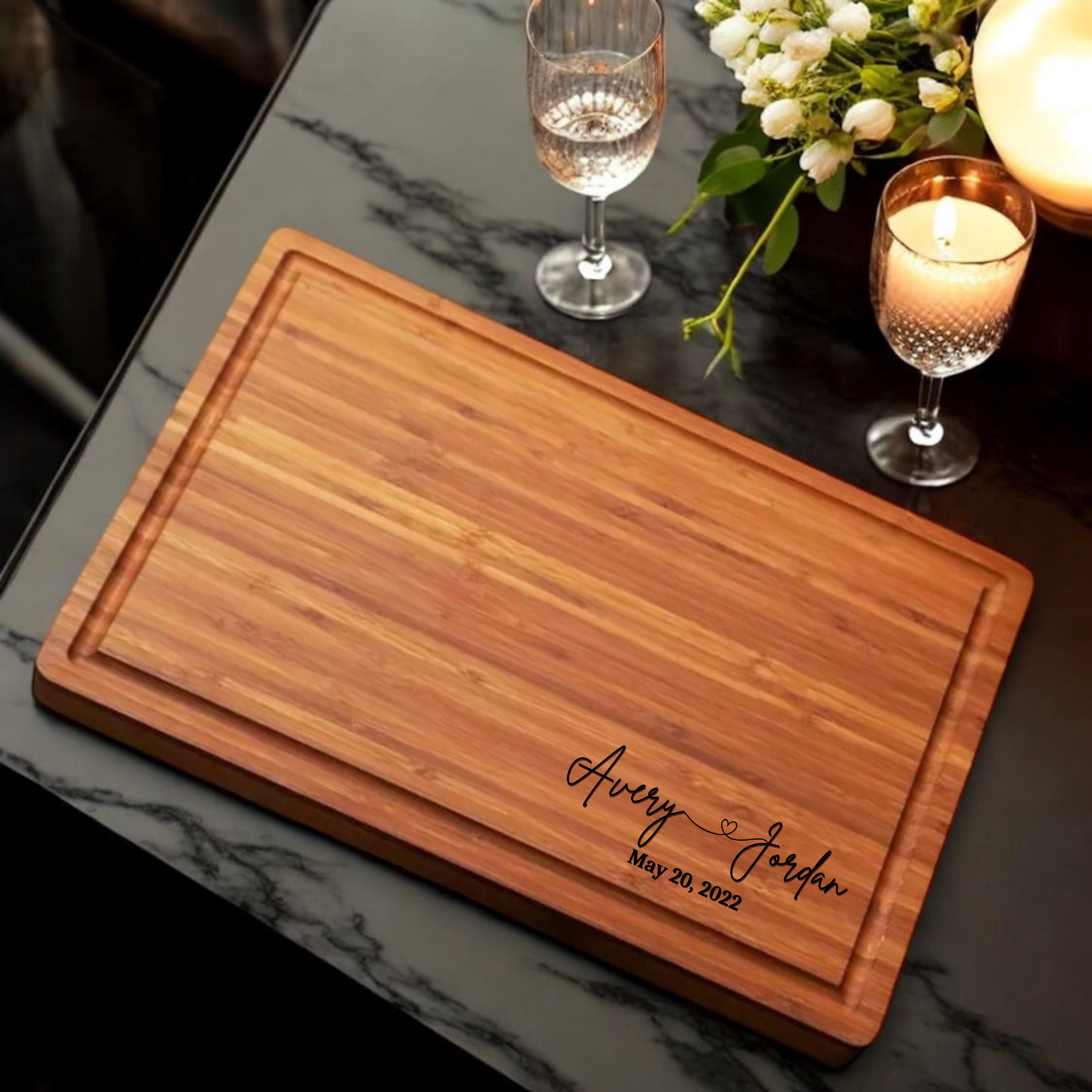 Personalized Marble and Wood Personalized Cutting Board -Perfect Corporate Gift, Mother's Day Gift, Wedding Gift, Engagement Gift, Anniversary, Birthday, Mom Gift