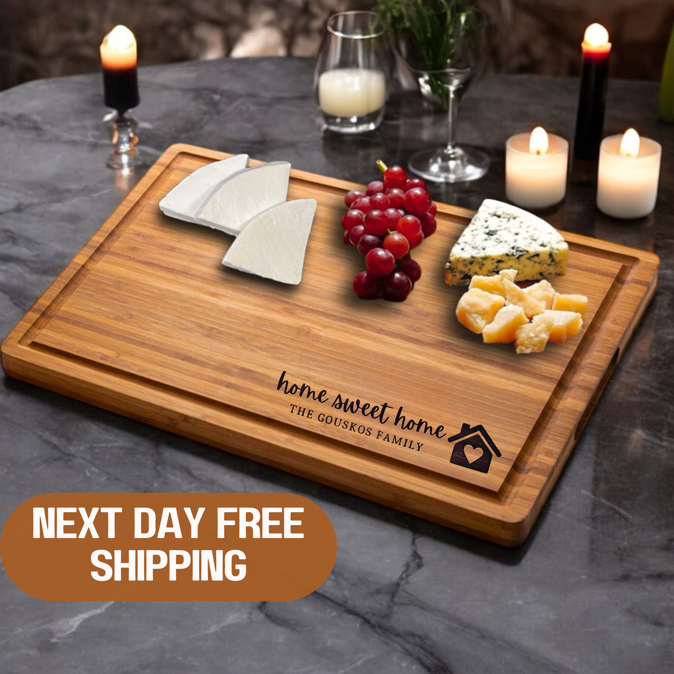 Personalized Housewarming Gift Cutting Board -Perfect Corporate Gift, Mother's Day Gift, Wedding Gift, Engagement Gift, Anniversary, Birthday, Mom Gift