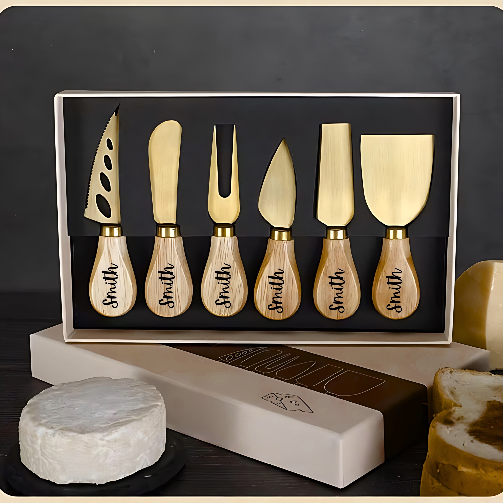 Cheese Knives Set with Stainless Steel Blades, 6 Pieces