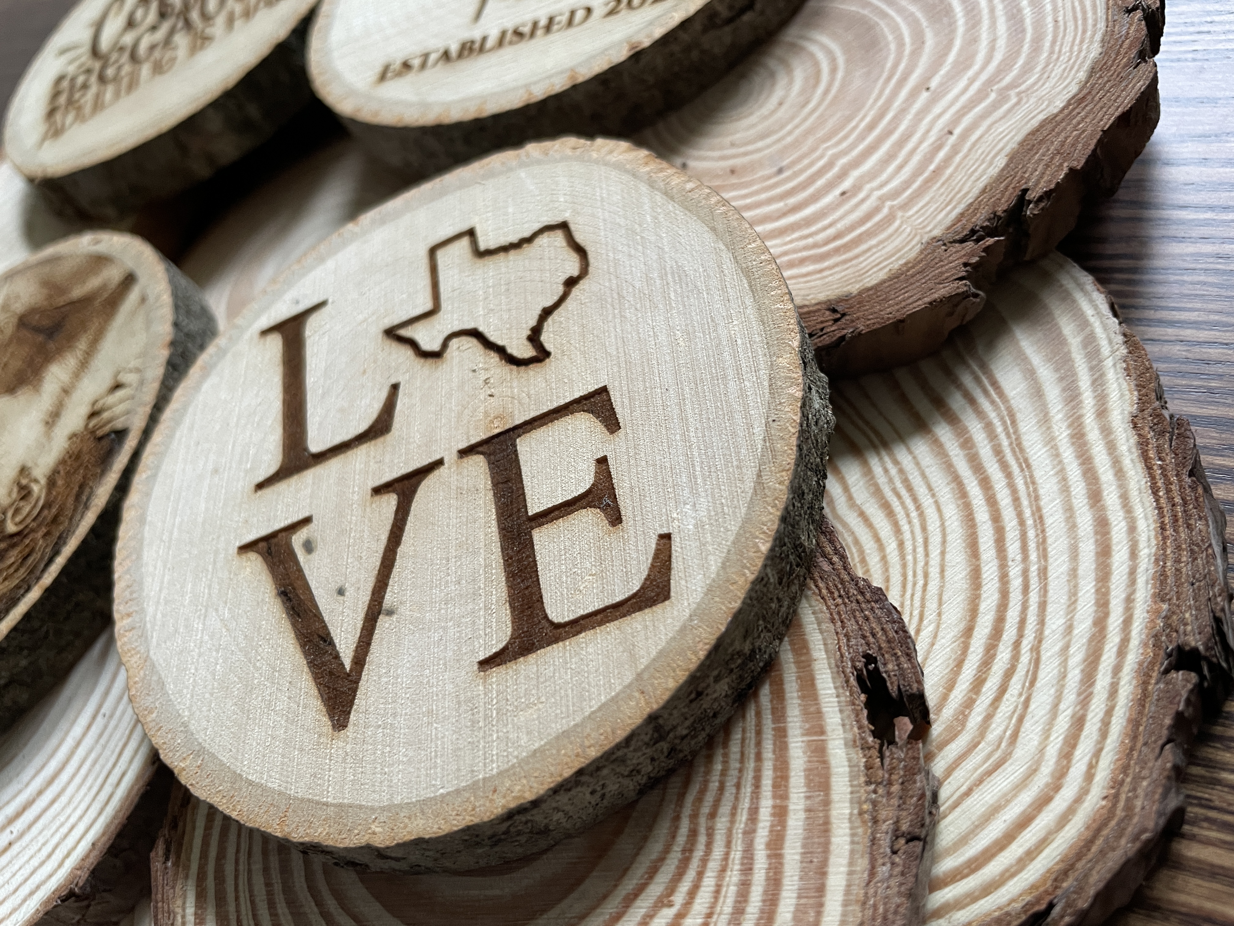 Custom Laser Engraved Photo on Wood Slice Coaster