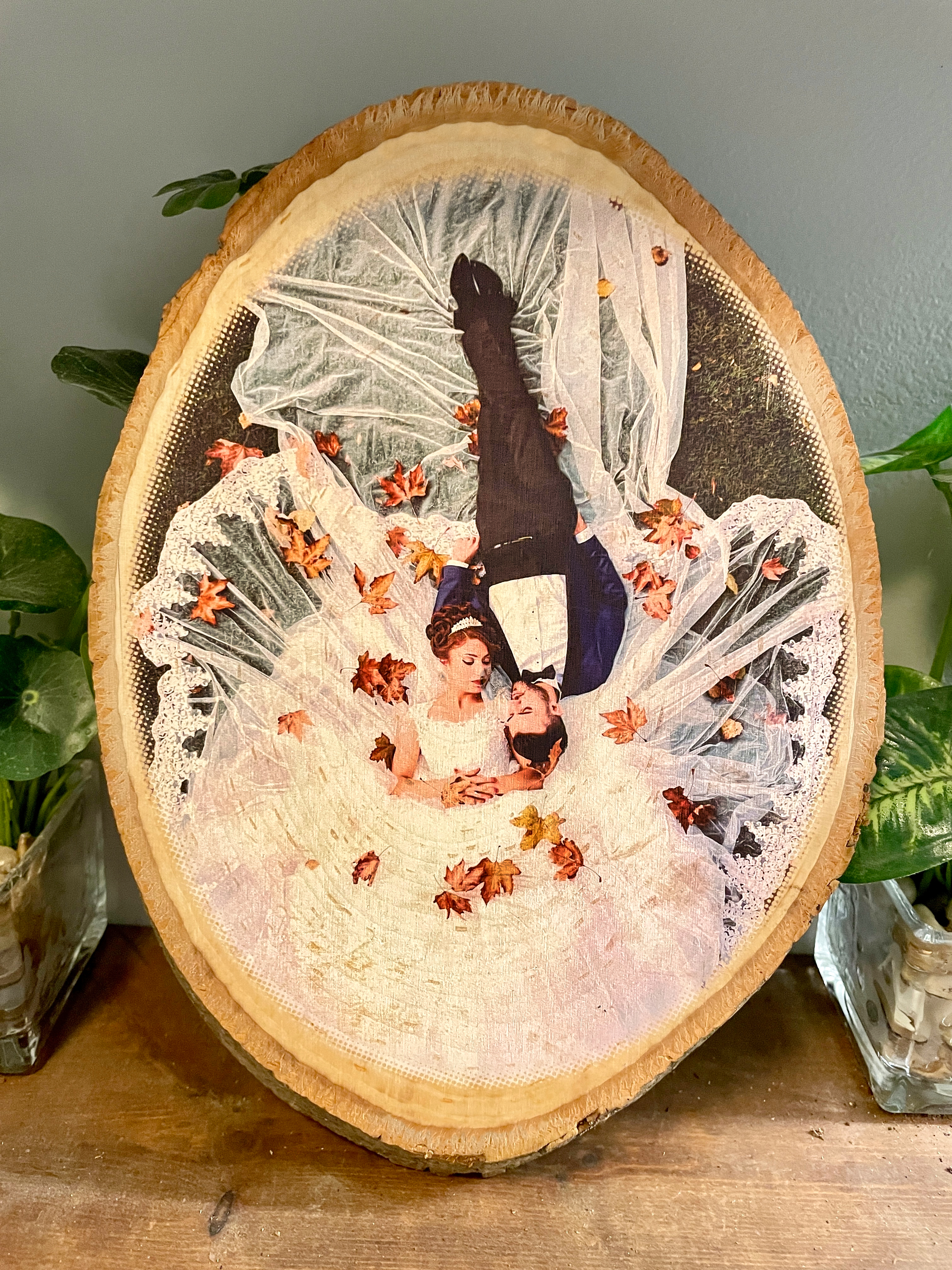 Custom Printed Photo on Wood Bark Edge