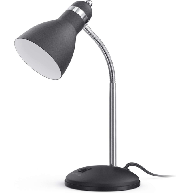 Metal Desk Lamp, Eye-Caring Table Lamp, Study Lamps with Flexible Goose Neck for Bedroom, Home Office (Matte Black)