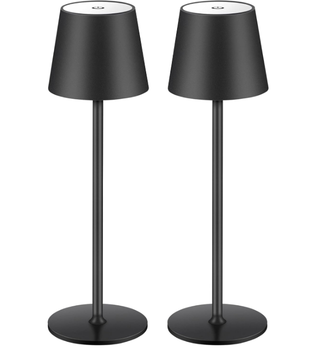 Cordless Table Lamp LED Desk lamp,5000mAh Rechargeable Touch Night Light Wireless Minimalist Design for/Restaurant/Bedroom/Bars/Outdoor Party/Camping/Coffee Shop(2 Pack Black)