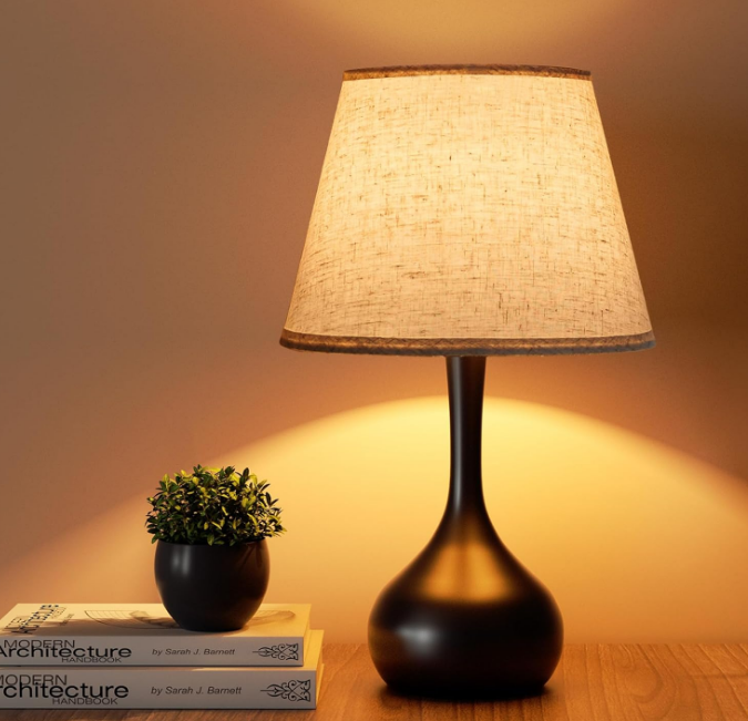 Touch Bedside Lamp for Bedroom, 3-Way Dimmable Farmhouse Table Lamps for Nightstand with Fabric Shade, Desk Lamp for Kids Reading, Home Office