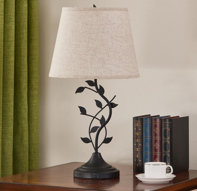 USB Charging Bedside Nightstand Lamp for Living Room and Bedroom - Traditional Tall Retro Desk Lamp with USB-A and USB-C Ports