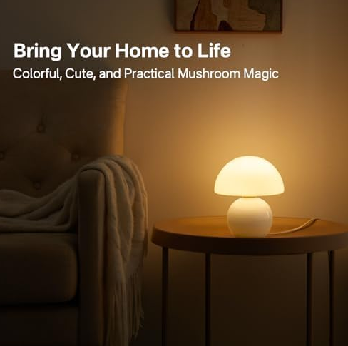 Lamp Small Lamp, Table Bedside Nightstand Lamp for Bedroom, Cute Mini Modern Lamp Dimmable, Unique Aesthetic Home Decor for Living Room Girl Gifts, Ceramic Base Glass Lamp (White)