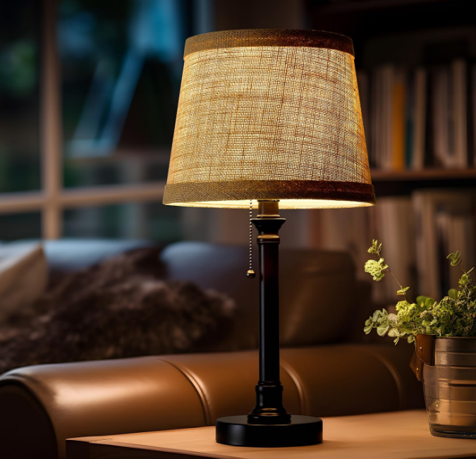19.5" Small Table Lamp for Bedroom - Bedside Lamps for Nightstand, Black Table Lamp for Living Room with Fabric Shade, Desk Reading Lamp for Kids Room Living Room Office Dorm