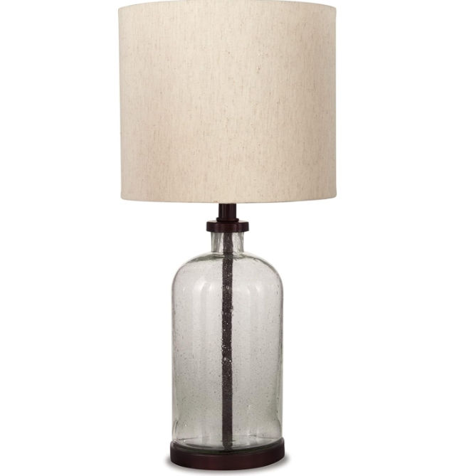 Design by Ashley Bandile Modern Farmhouse 22.5" Seeded Glass Table Lamp, Bronze