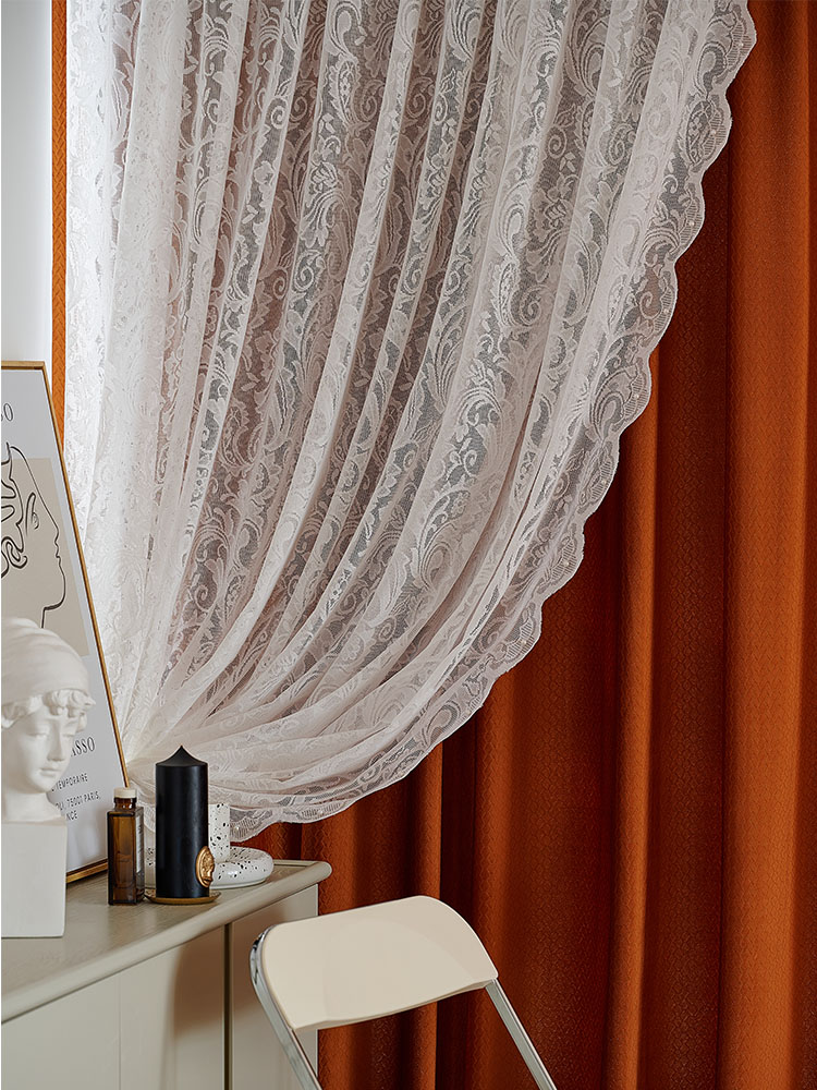 White Elegant Beading Lace Sheer Curtain&Fabric,Semi-Transparent Light Filtering Jacquard Plant Pattern Sheer Curtains for Bedroom Living Room Office Home Decor