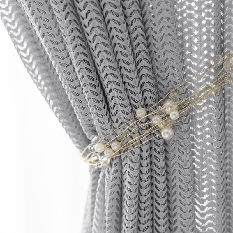 Plain Solid White Grey Color Hollow Out Fish Scales Striped Modern Polyester Semi-Transparent Light Filtering Privacy Sheer Curtains , Soft Smooth Lightweight Sheer Panels Drapes Curtains for Bedroom Living Room Office Home Decor