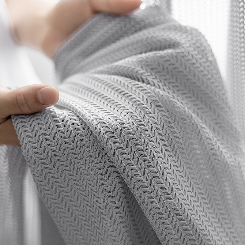 Plain Solid White Grey Color Hollow Out Fish Scales Striped Modern Polyester Semi-Transparent Light Filtering Privacy Sheer Curtains , Soft Smooth Lightweight Sheer Panels Drapes Curtains for Bedroom Living Room Office Home Decor
