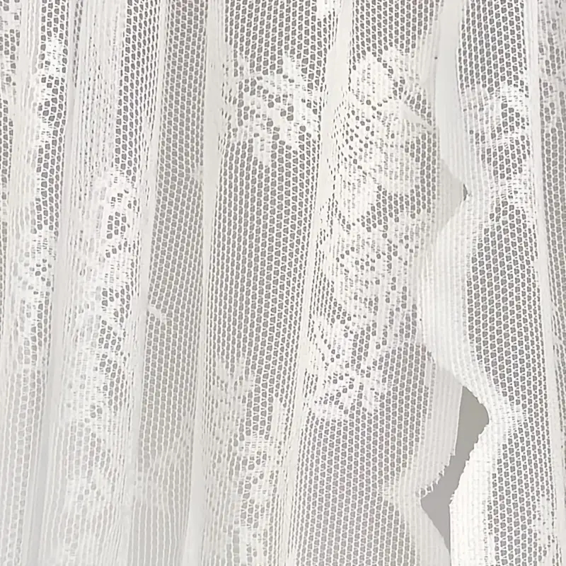 Plain Solid White Color Flora Hollow Out Lace Modern Polyester Semi-Transparent Light Filtering Privacy Sheer Curtains , Soft Smooth Lightweight Sheer Panels Drapes Curtains for Bedroom Living Room Office Home Decor