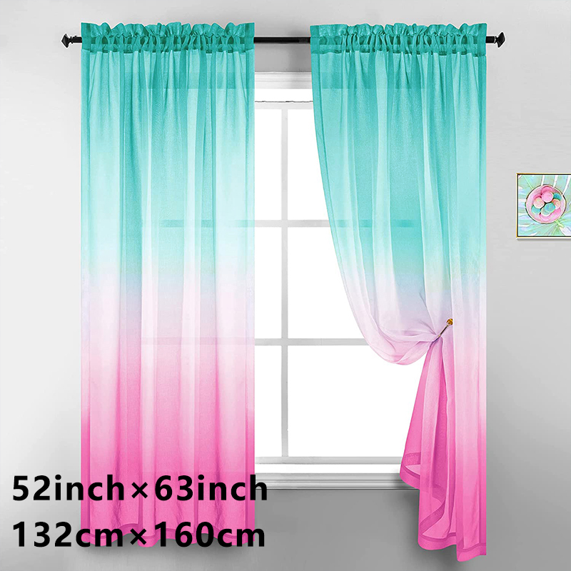 Plain Solid Fade Color Simple Polyester Semi-Transparent Light Filtering Sheer Curtains , Soft Smooth Lightweight Sheer Panels Drapes Curtains for Bedroom Living Room Office Home Decor