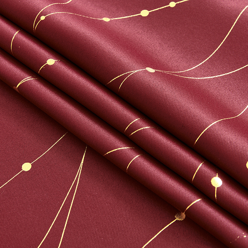 【GYX-XT】Gold Stamping Line Pattern Blackout Sound Insulating Polyester Curtain Fabric,Simple Style Drapes Curtain Fabric for Bedroom Living Room Office Home Decor
