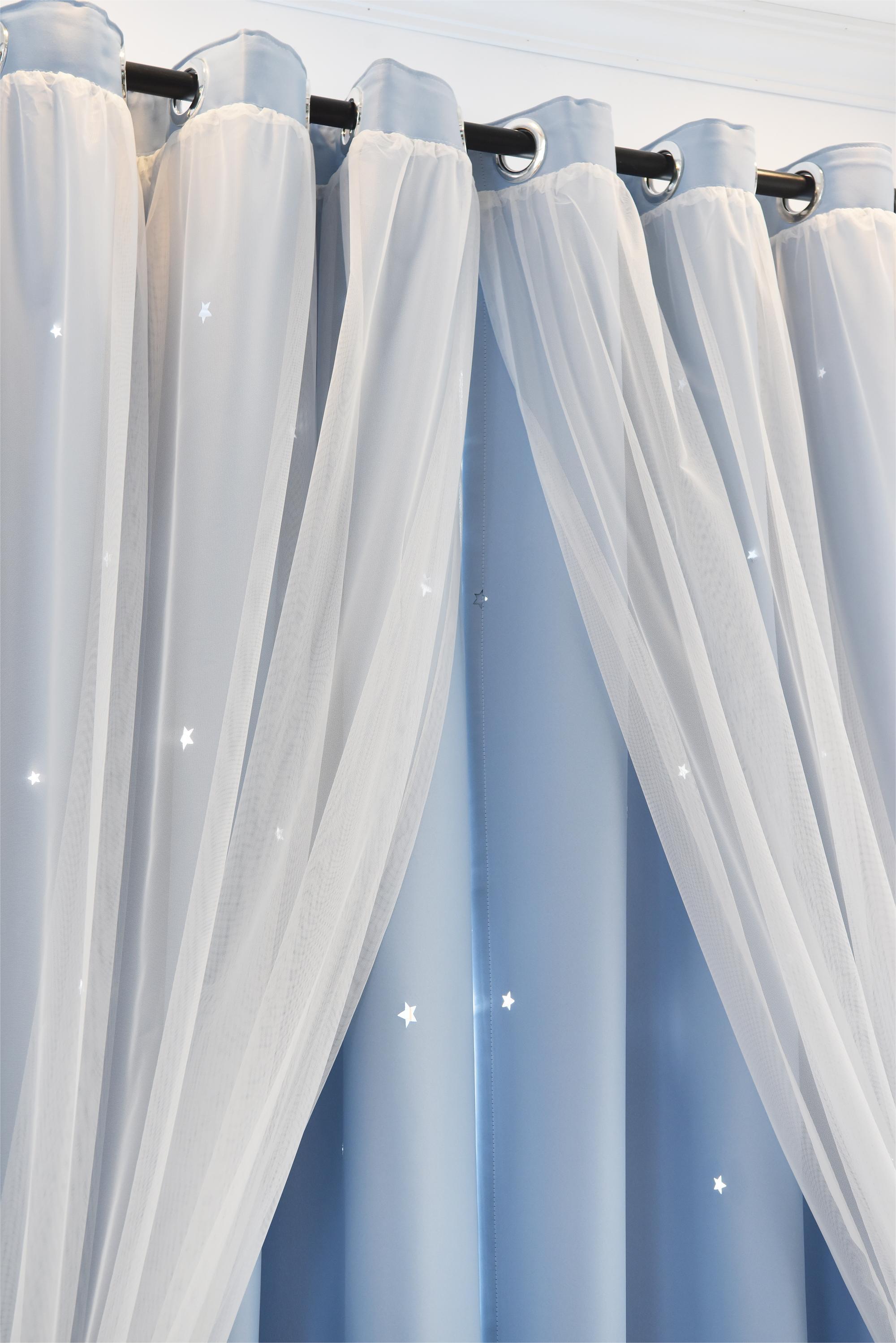 【FX-LKXX】Hollow Stars Shaped Blackout Sound Insulating Polyester Curtain Fabrics, Drapes Curtain Fabric for Bedroom Living Room Office Home Decor