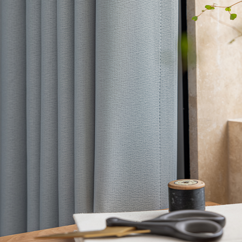 【TS-TGL】Horizontal Striped Linen Polyester Blackout Curtain Fabric, Soundproof Modern Simple Style Customizable Living Room Bedroom Curtains