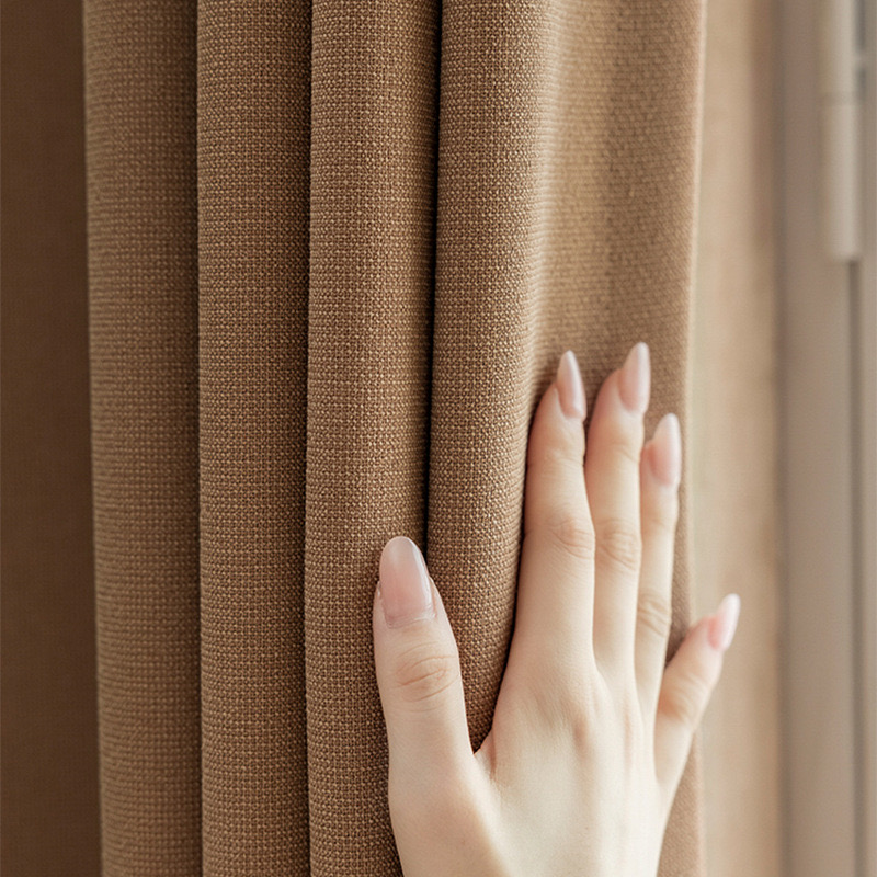 【OC-HJBGL】Linen Heavy Blackout Curtain Fabric, Soundproof Soft Modern Simple Style Customizable Living Room Bedroom Curtains