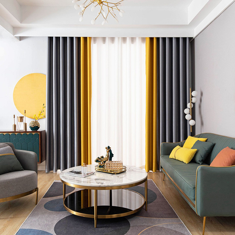 【OC-RLM】Solid Color Jacquard Marble Textured Blackout Curtain Fabric, Soundproof Modern Simple Style Customizable Living Room Bedroom Curtains