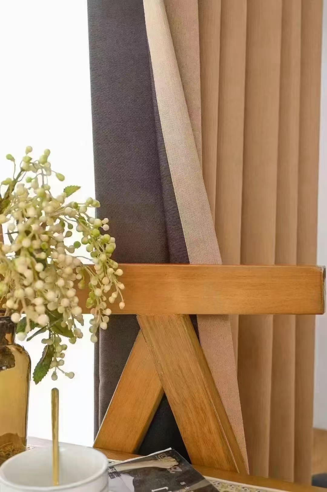 【HL-SMDS】Solid Color Soft Chenille Heavy High Blackout Curtain Fabric, Soundproof Soft Modern Simple Style Customizable Living Room Bedroom Curtains