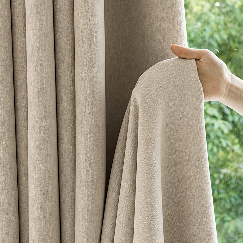 【OC-SYR】Solid Color Soft Chenille Jacquard Pine Leaf Texture Heavy High Blackout Curtain Fabric, Soundproof Soft Modern Simple Style Customizable Living Room Bedroom Curtains