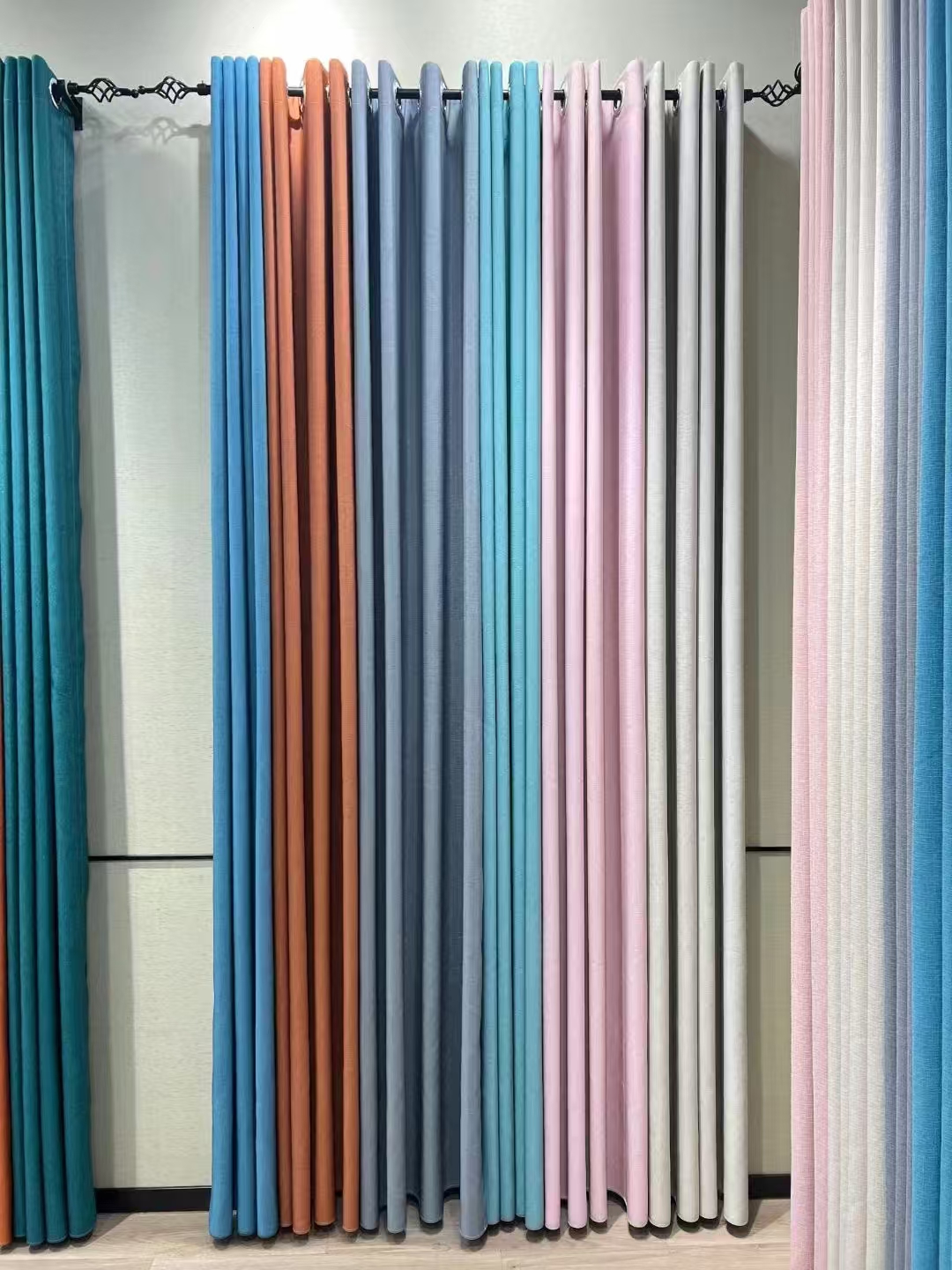 【OC-SYM】Solid Color High Precision Jacquard Simple line texture Shiny Blackout Curtain Fabric, Soundproof Modern Style Customizable Living Room Bedroom Curtains