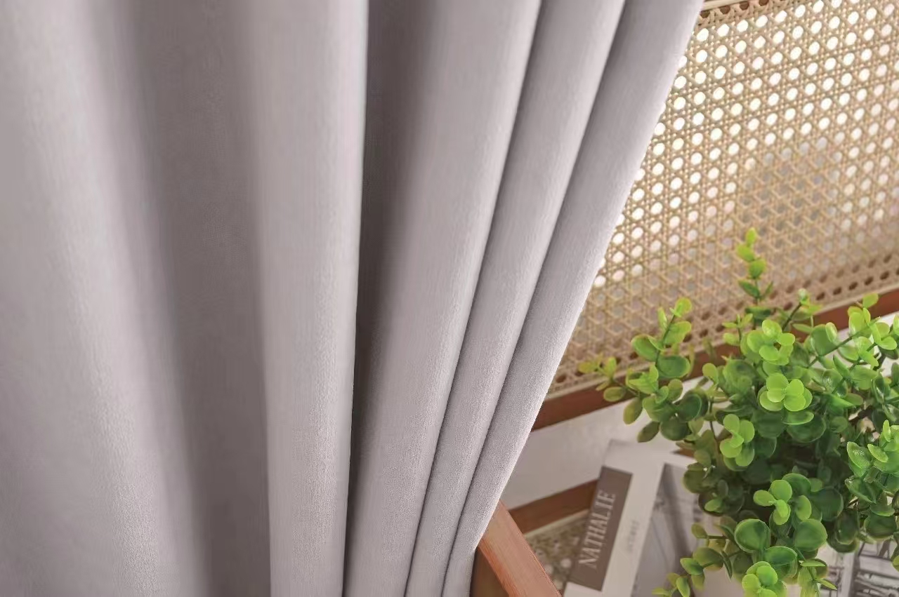 【OC-RGZJ】Solid Color Soft Chenille Heavy High Blackout Curtain Fabric,Soundproof Soft Modern Simple Style Customizable Living Room Bedroom Curtains