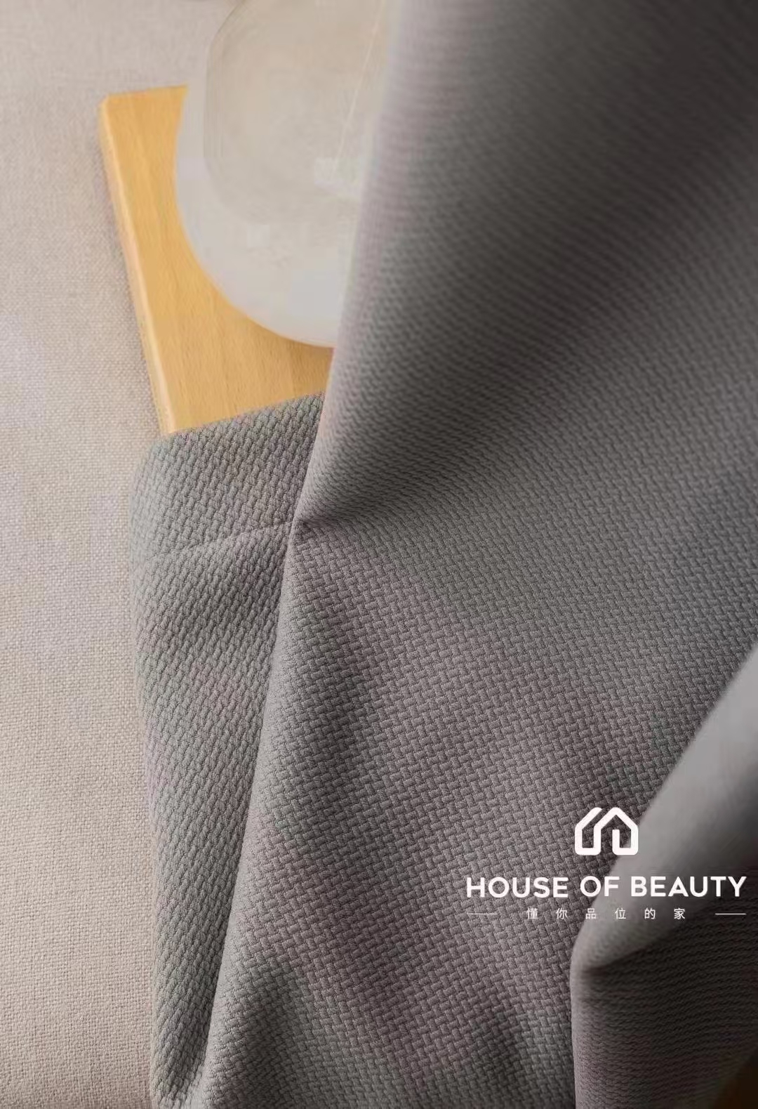 【OC-MLM】Linen Look Grain Shape Heavy Blackout Curtain Fabric, Soundproof Soft Modern Simple Style Customizable Living Room Bedroom Curtains