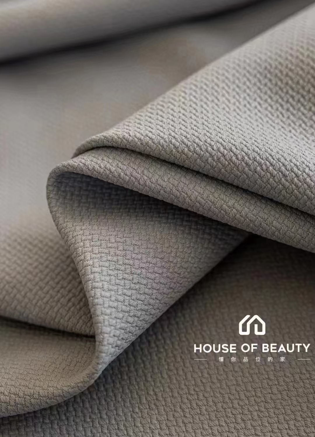 【OC-MLM】Linen Look Grain Shape Heavy Blackout Curtain Fabric, Soundproof Soft Modern Simple Style Customizable Living Room Bedroom Curtains